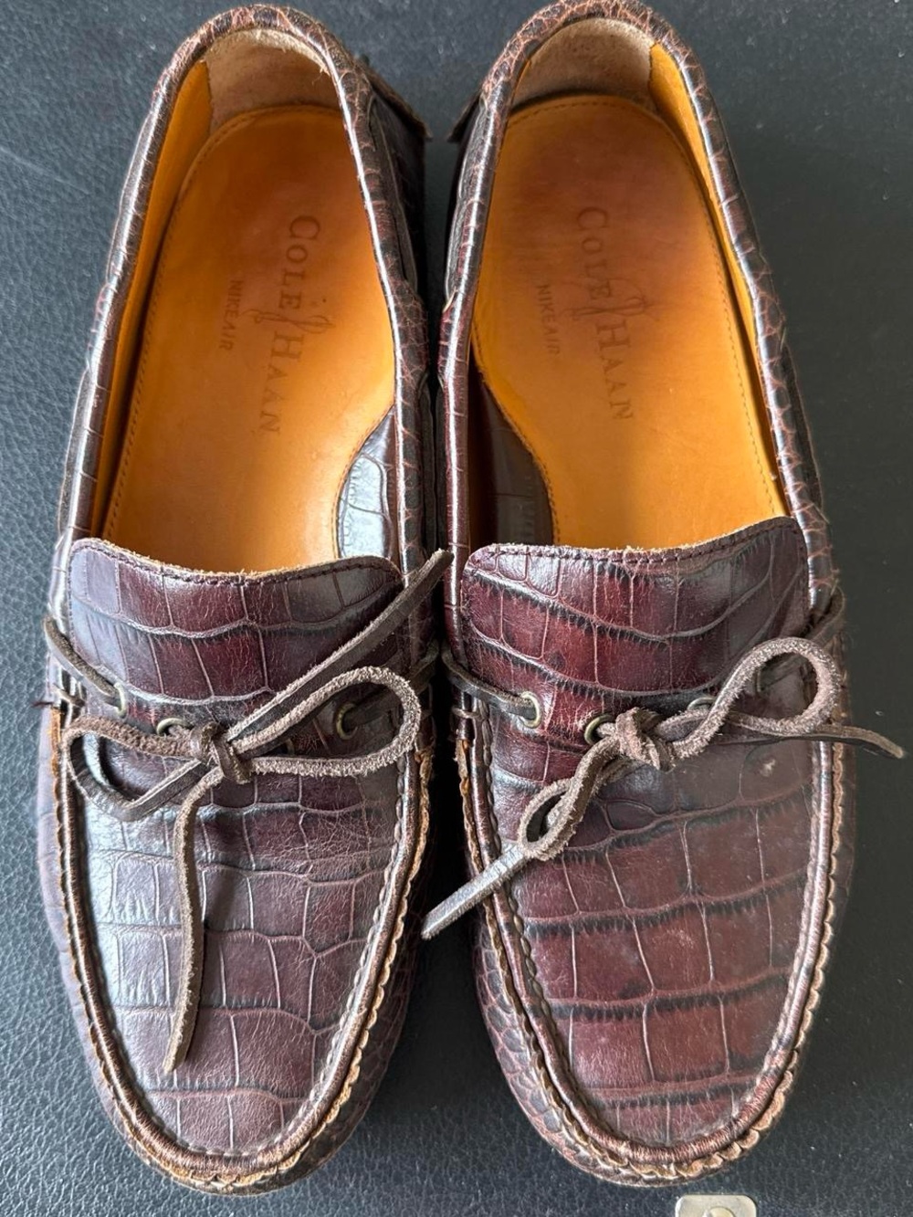 Cole Haan Dark Brown Crocodile Leather Driving Mocs Men’s 8M